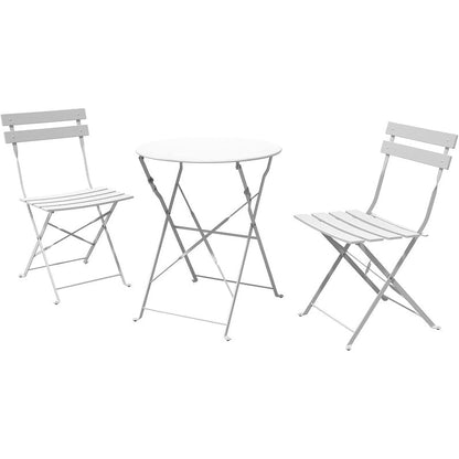 Ensemble de bistro pliable en métal 3 pièces, ensemble de conversation résistant aux intempéries pour l'intérieur et l'extérieur, pour patio, cour, jardin.