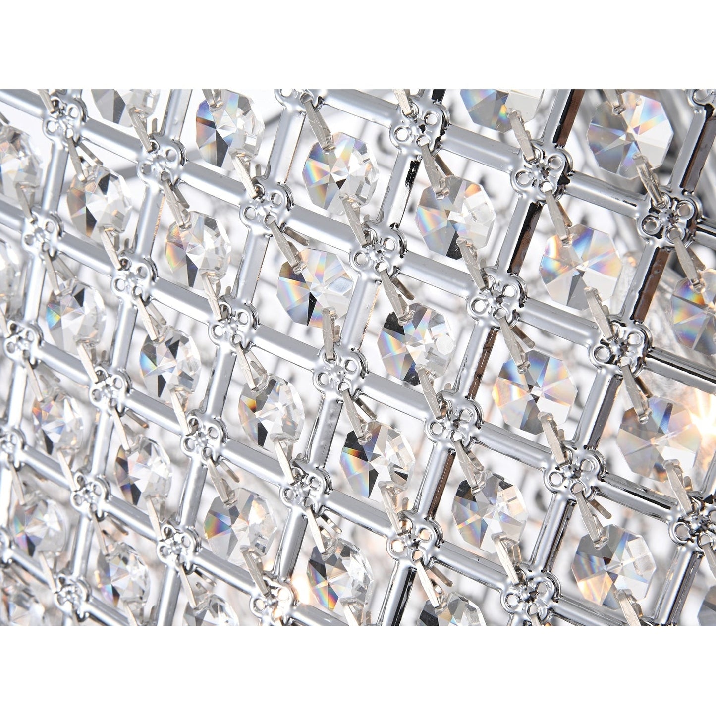 Suspension tambour ronde perlée avec cristaux suspendus