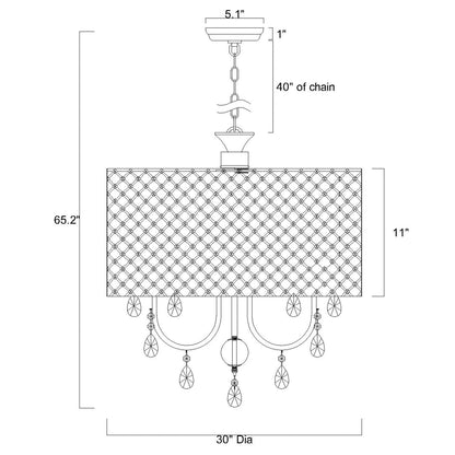 Suspension tambour ronde perlée avec cristaux suspendus
