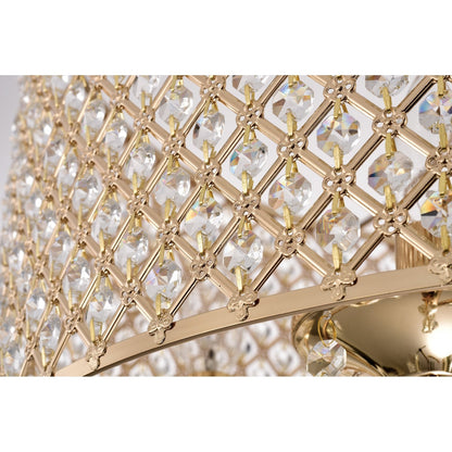 Suspension tambour ronde perlée avec cristaux suspendus