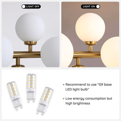 Luminaire linéaire à suspension Sputnik à 16 lumières, style moderne du milieu du siècle, en laiton doré, 40 po, avec globe en verre dépoli pour salle à manger