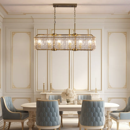 Luminaires suspendus rectangulaires modernes en cristal de 40 pouces, 16 lumières, dorés en laiton, pour salle à manger, salon, îlot de cuisine.