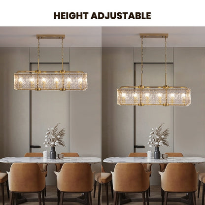 Luminaires suspendus rectangulaires modernes en cristal de 40 pouces, 16 lumières, dorés en laiton, pour salle à manger, salon, îlot de cuisine.