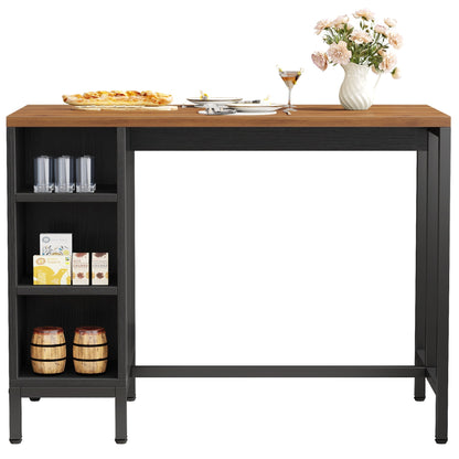 Îlot de cuisine de 43 pouces de large, table de cuisine avec 5 étagères ouvertes.