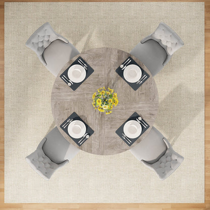 Table de salle à manger ronde de 47 pouces pour 4 personnes, table de cuisine de style farmhouse, petite table de repas en bois pour salle à manger et salon.