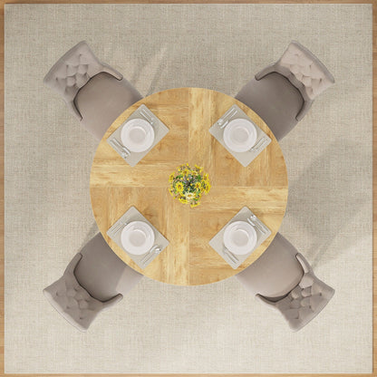 Table de salle à manger ronde de 47 pouces pour 4 personnes, table de cuisine de style farmhouse, petite table de repas en bois pour salle à manger et salon.