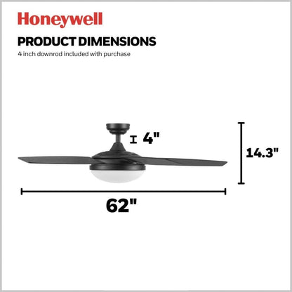 Ventilateur de plafond Honeywell Carmel 48 pouces avec éclairage intégré et télécommande