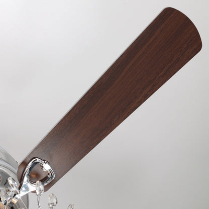 Ventilateur de plafond moderne à 5 pales réversibles, à montage encastré, avec télécommande, 48 pouces, en cristal.