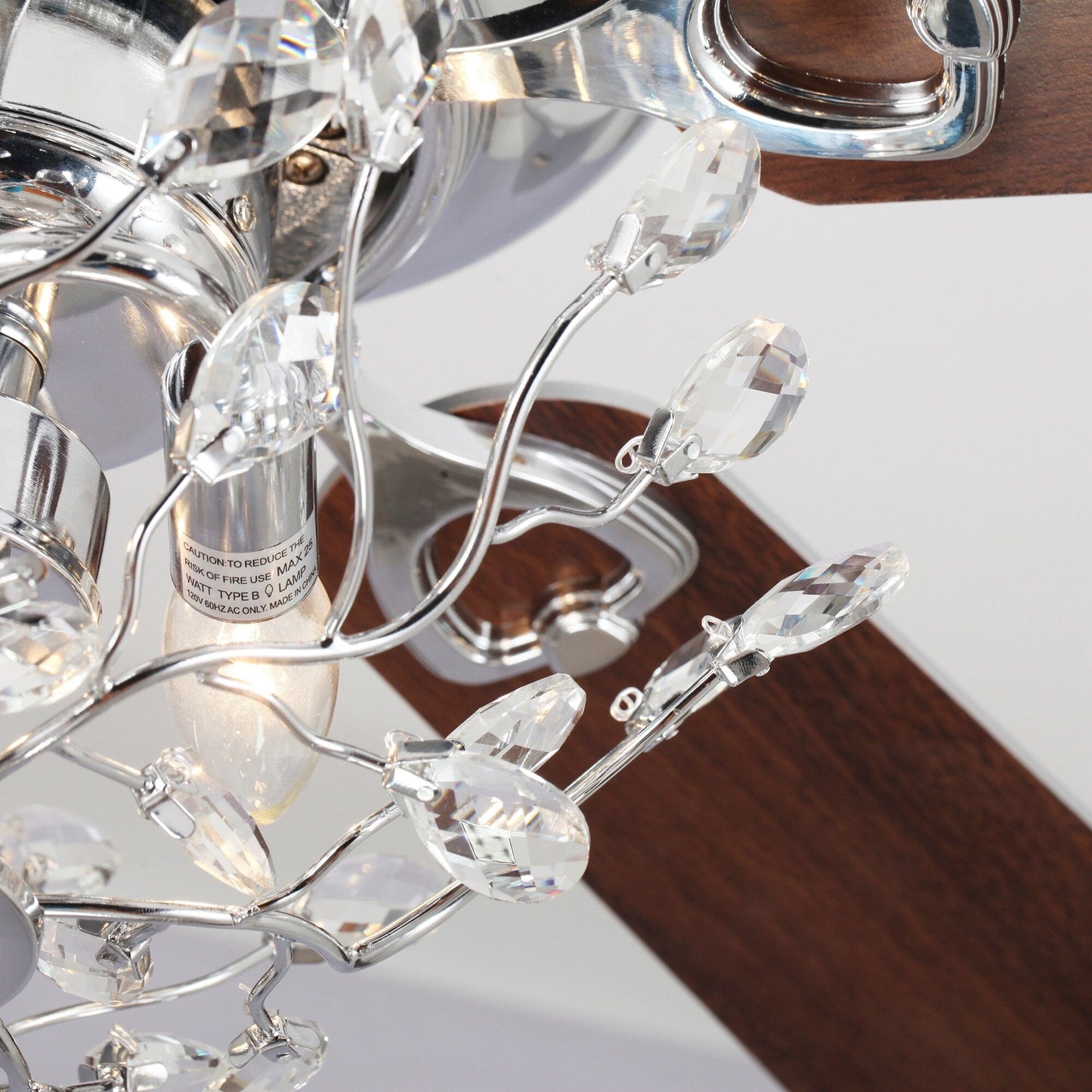 Ventilateur de plafond moderne à 5 pales réversibles, à montage encastré, avec télécommande, 48 pouces, en cristal.