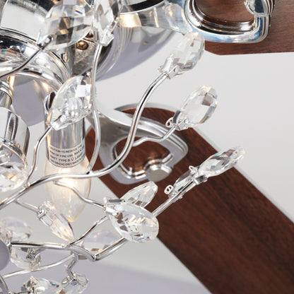 Ventilateur de plafond moderne à 5 pales réversibles, à montage encastré, avec télécommande, 48 pouces, en cristal.