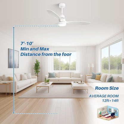Ventilateur de plafond à LED intégré de 48 et 52 pouces avec lumière et télécommande, moteur à courant continu réversible.
