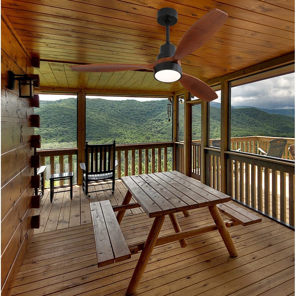 Ventilateur de plafond à LED intégré de 48 et 52 pouces avec lumière et télécommande, moteur à courant continu réversible.