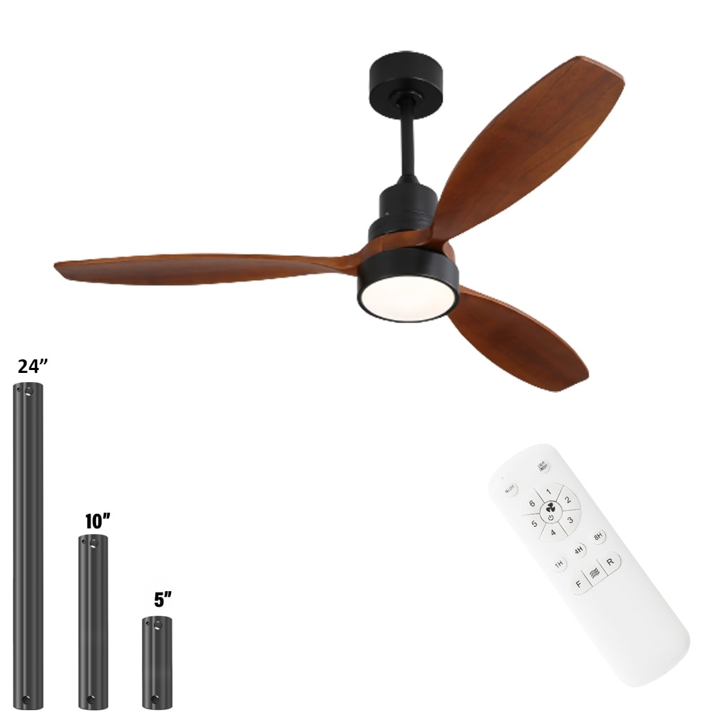 Ventilateur de plafond à LED intégré de 48 et 52 pouces avec lumière et télécommande, moteur à courant continu réversible.