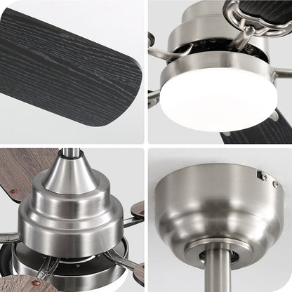 Ventilateur de plafond à LED intégré de 48 et 52 pouces avec lumière et télécommande, moteur à courant continu réversible.