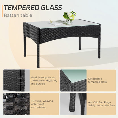 Ensemble de meubles en osier pour patio, 4 pièces, ensemble de meubles d'extérieur en rotin avec coussins