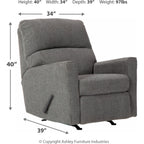 Fauteuil inclinable à bascule Dalhart - Anthracite
