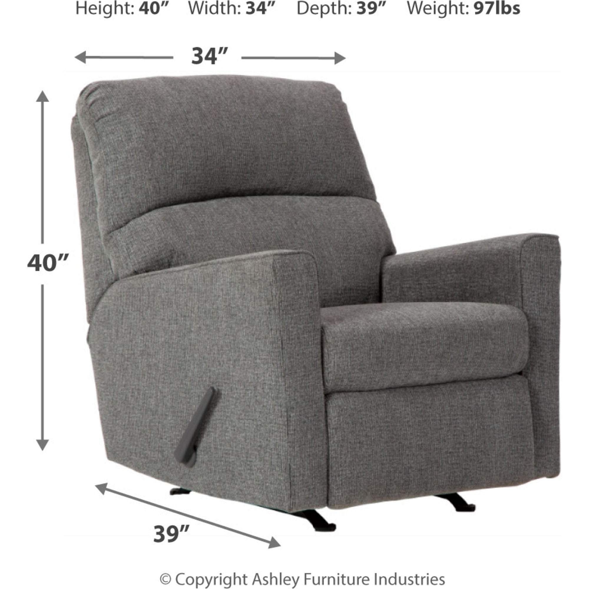 Fauteuil inclinable à bascule Dalhart - Anthracite