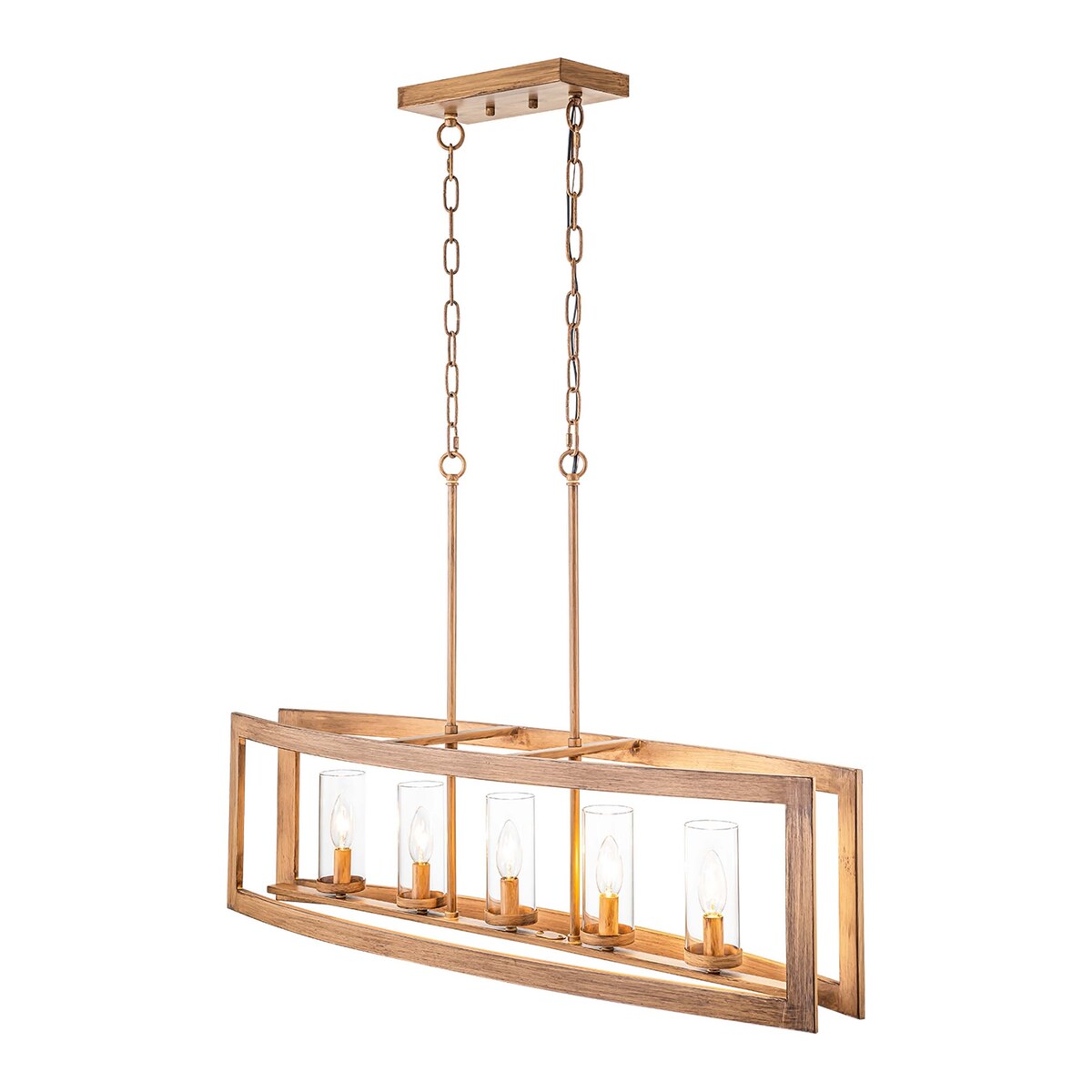 Suspension rectangulaire en verre vintage à 5 lumières, style industriel moderne du milieu du siècle, pour îlot de cuisine.