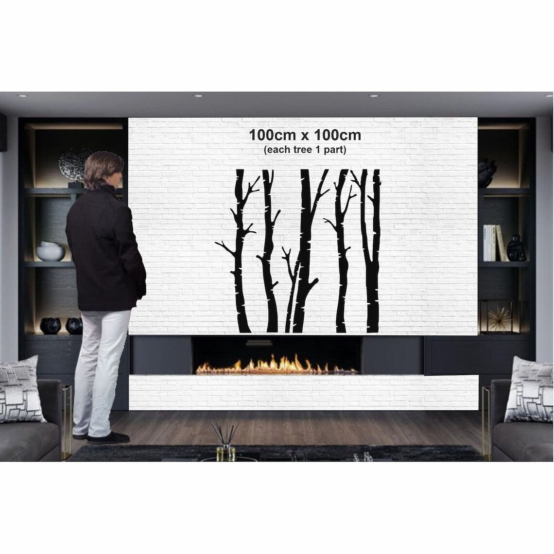 5 décorations murales métalliques en forme d'arbre sec pour intérieur et extérieur