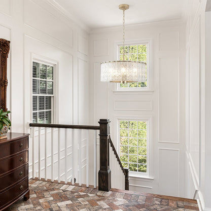 Luminaire suspendu moderne à 5 lumières en forme de tambour rond, luminaire semi-encastré classique, luminaire suspendu pour îlot de cuisine et salle à manger