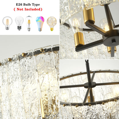 Luminaire suspendu moderne à 5 lumières en forme de tambour rond, luminaire semi-encastré classique, luminaire suspendu pour îlot de cuisine et salle à manger