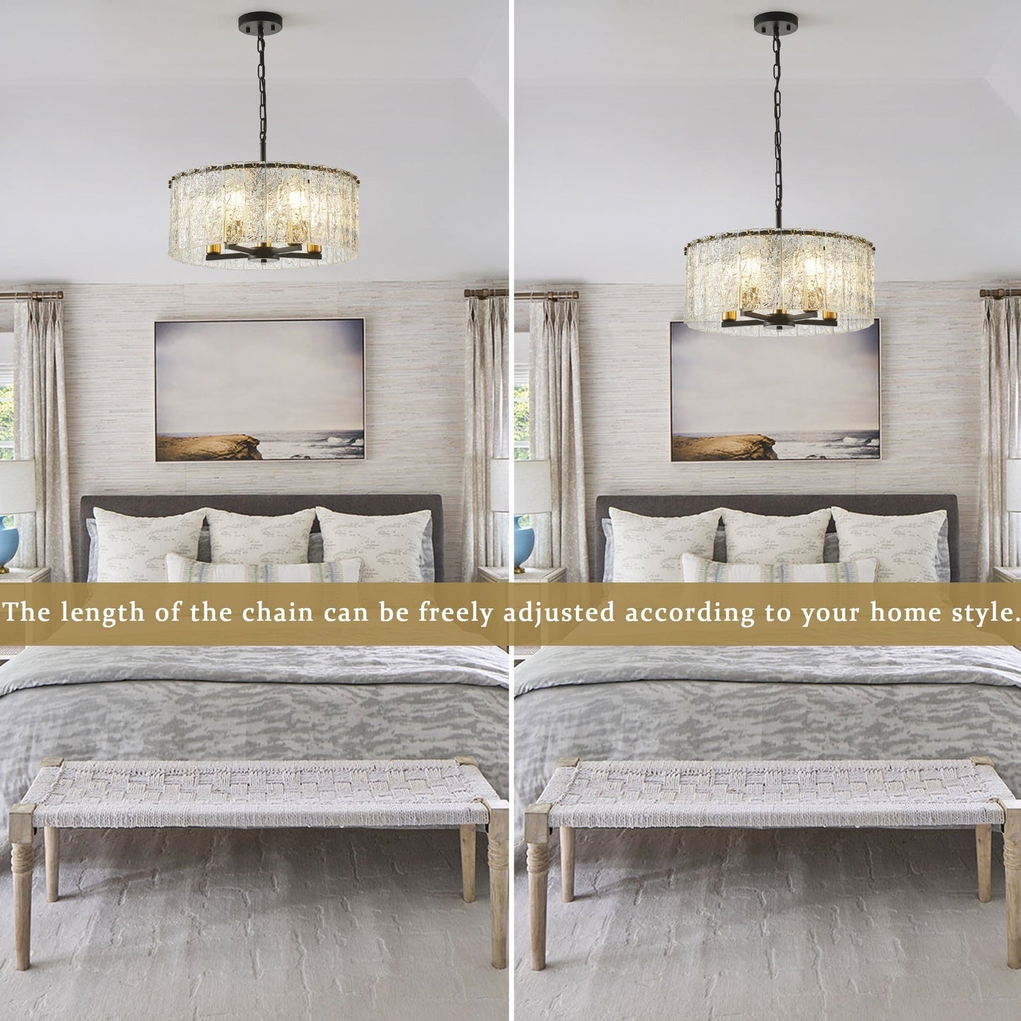 Luminaire suspendu moderne à 5 lumières en forme de tambour rond, luminaire semi-encastré classique, luminaire suspendu pour îlot de cuisine et salle à manger