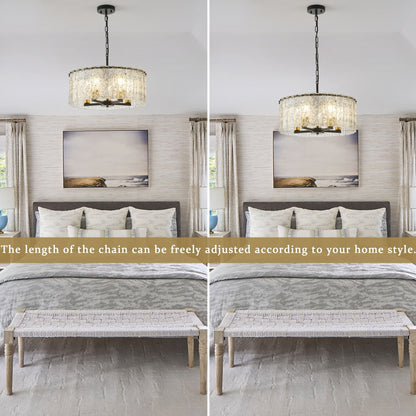 Luminaire suspendu moderne à 5 lumières en forme de tambour rond, luminaire semi-encastré classique, luminaire suspendu pour îlot de cuisine et salle à manger