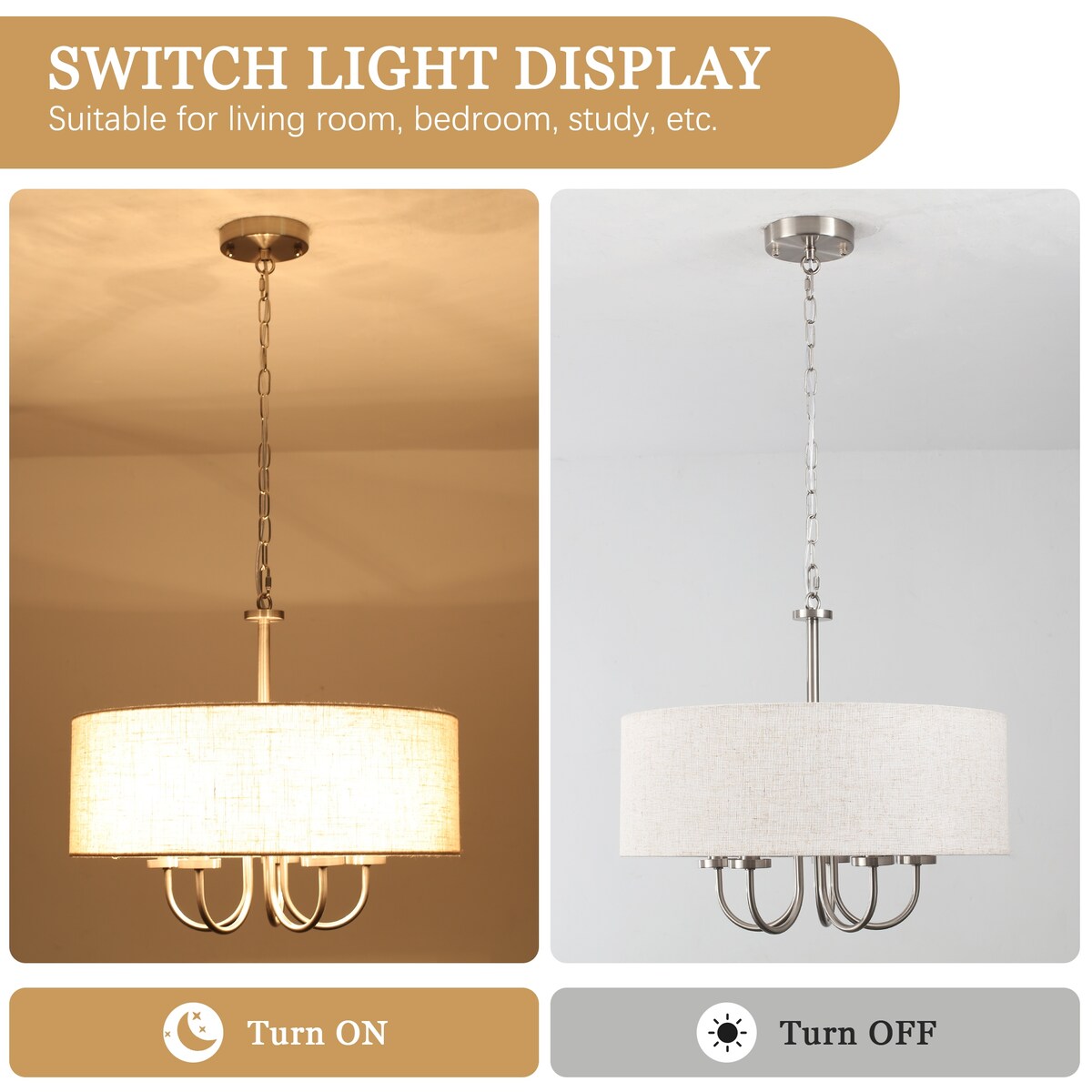 Suspension moderne à 5 lumières, à fixer au plafond, pour salle à manger, chambres à coucher et salon - N/A