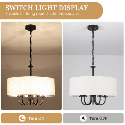 Suspension moderne à 5 lumières, à fixer au plafond, pour salle à manger, chambres à coucher et salon - N/A