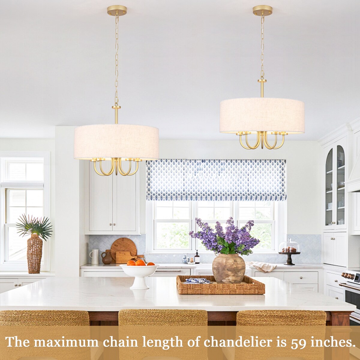 Suspension moderne à 5 lumières, à fixer au plafond, pour salle à manger, chambres à coucher et salon - N/A