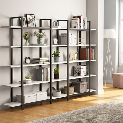 Étagère à livres 5 niveaux, bibliothèque de style industriel vintage