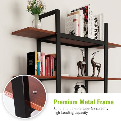 Étagère à livres 5 niveaux, bibliothèque de style industriel vintage