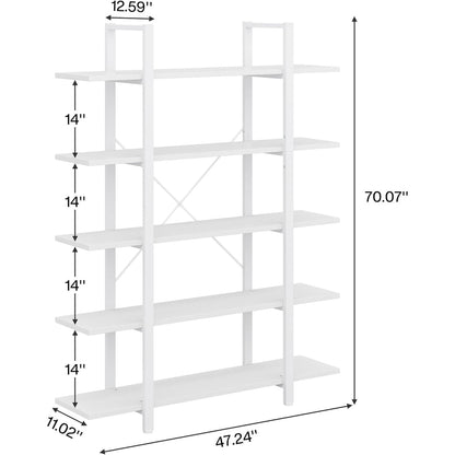 Étagère à livres 5 niveaux, bibliothèque de style industriel vintage