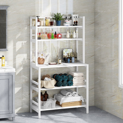 Étagère de rangement utilitaire à 5 niveaux pour cuisine, support pour four à micro-ondes, chariot à micro-ondes industriel avec meuble de rangement.