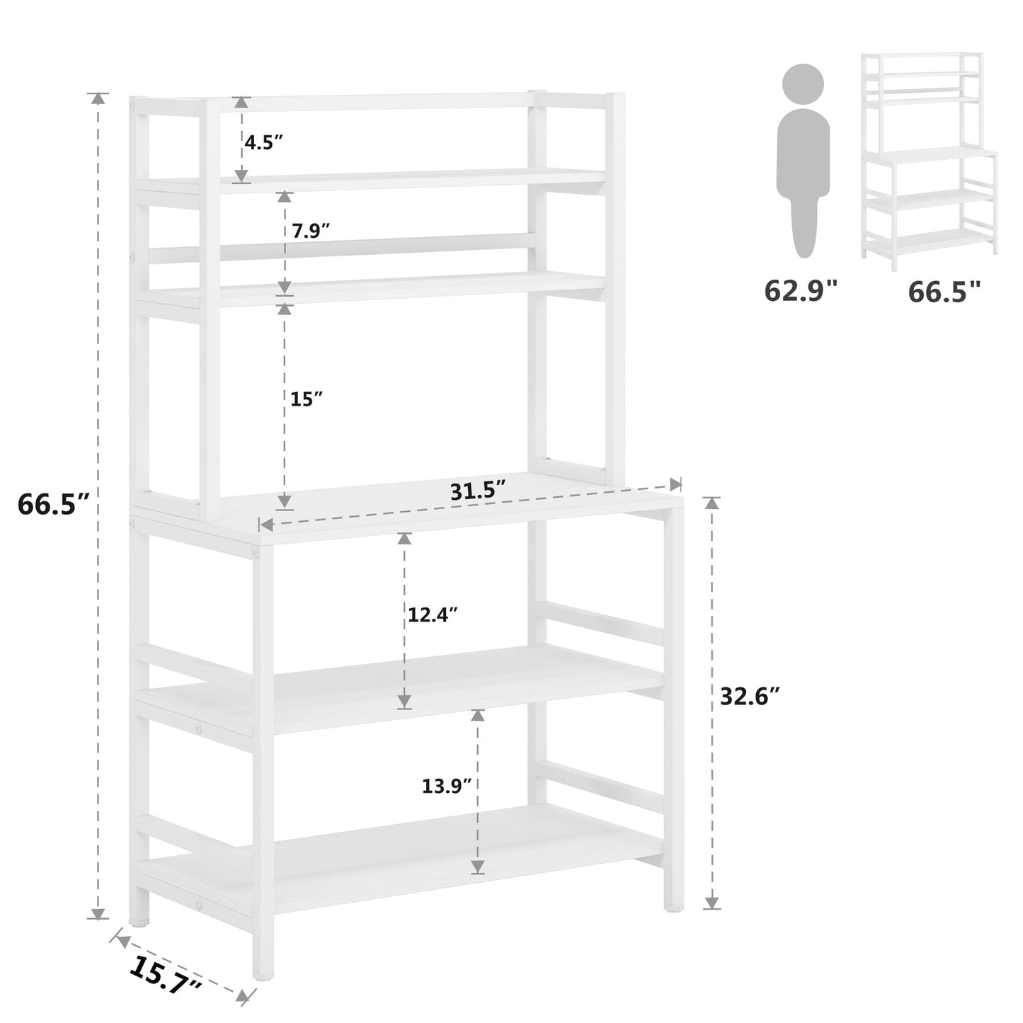 Étagère de rangement utilitaire à 5 niveaux pour cuisine, support pour four à micro-ondes, chariot à micro-ondes industriel avec meuble de rangement.