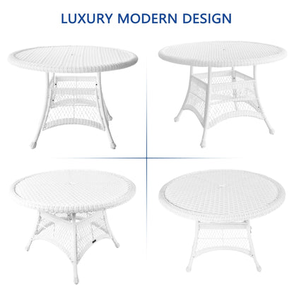 Ensemble de salle à manger en osier blanc en résine, 5 pièces