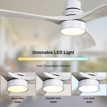 Sofucor 52 Indoor Wood Ceiling Fan Light with Remote, Integrated Light Optional