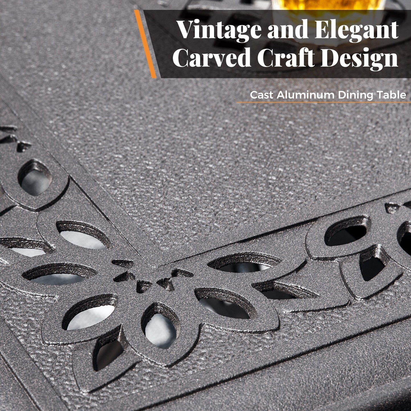 Ensemble de repas de jardin MAISON ARTS 7 pièces en fonte d'aluminium avec table rectangulaire extensible et 6 chaises en fonte d'aluminium