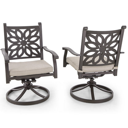 Ensemble de repas de jardin MAISON ARTS 7 pièces en fonte d'aluminium avec table rectangulaire extensible et 6 chaises en fonte d'aluminium