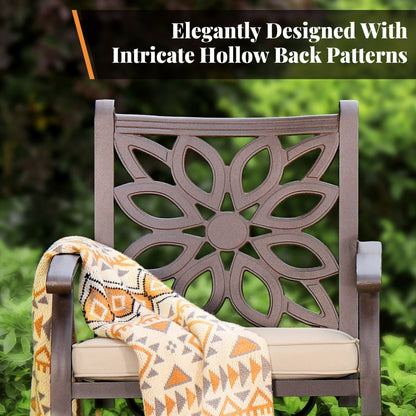 Ensemble de repas de jardin MAISON ARTS 7 pièces en fonte d'aluminium avec table rectangulaire extensible et 6 chaises en fonte d'aluminium