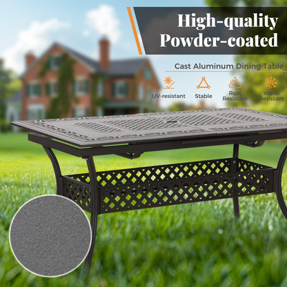 Ensemble de repas de jardin MAISON ARTS 7 pièces en fonte d'aluminium avec table rectangulaire extensible et 6 chaises en fonte d'aluminium