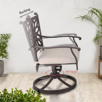 Ensemble de repas de jardin MAISON ARTS 7 pièces en fonte d'aluminium avec table rectangulaire extensible et 6 chaises en fonte d'aluminium