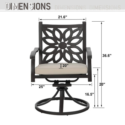 MAISON ARTS Chaises de salle à manger/ensemble de repas de patio en aluminium moulé avec table de salle à manger ronde et 6 chaises de patio en aluminium moulé