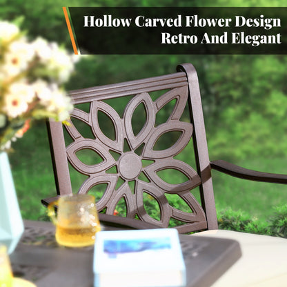 MAISON ARTS Chaises de salle à manger/ensemble de repas de patio en aluminium moulé avec table de salle à manger ronde et 6 chaises de patio en aluminium moulé