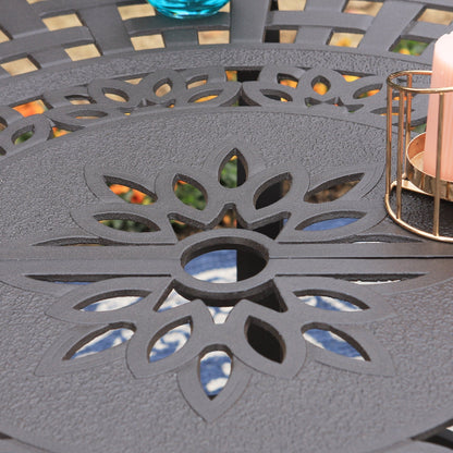 MAISON ARTS Chaises de salle à manger/ensemble de repas de patio en aluminium moulé avec table de salle à manger ronde et 6 chaises de patio en aluminium moulé