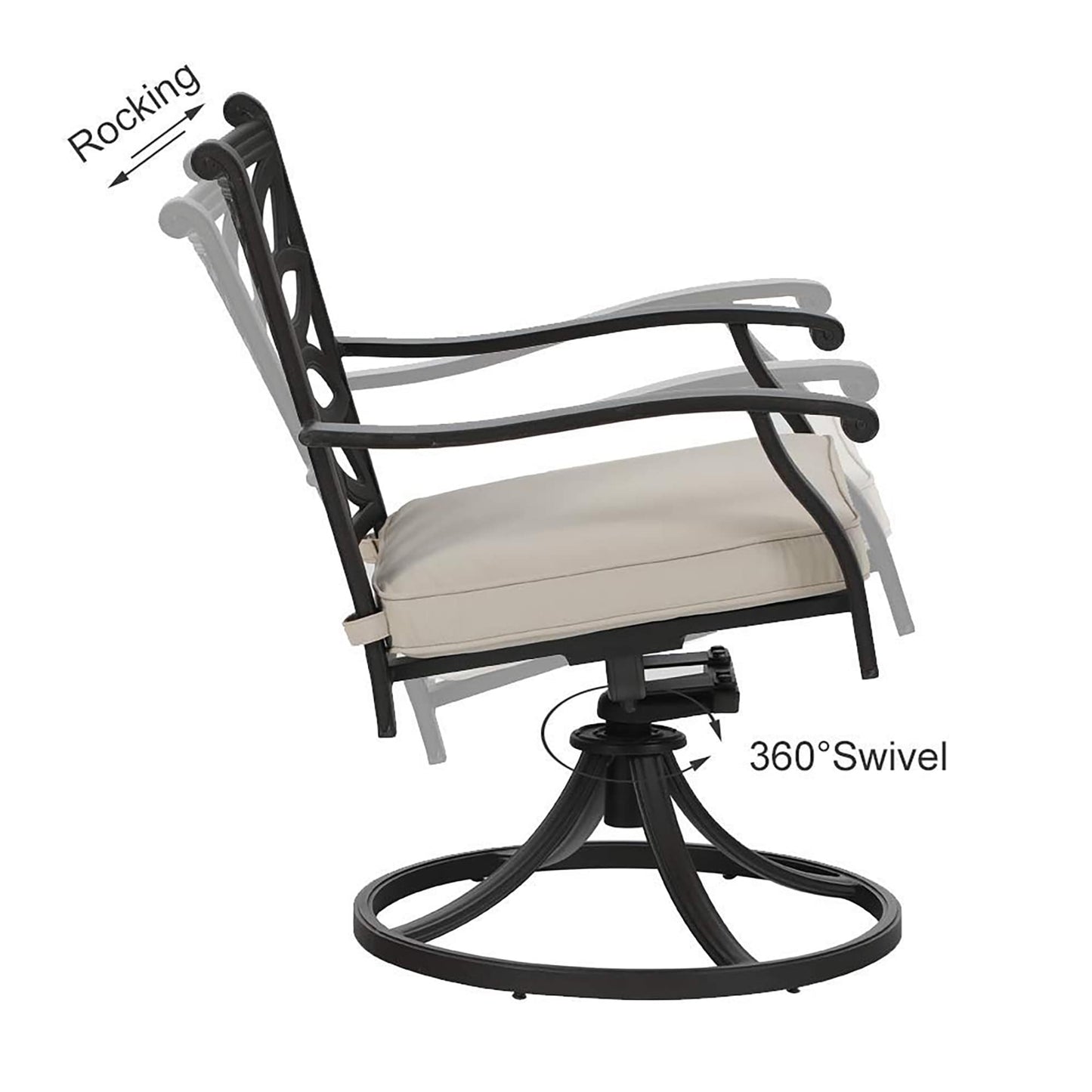 MAISON ARTS Chaises de salle à manger/ensemble de repas de patio en aluminium moulé avec table de salle à manger ronde et 6 chaises de patio en aluminium moulé