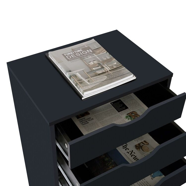 Armoire étroite en bois à 9 tiroirs avec coulisses à glissement fluide et étagère de rangement supérieure.