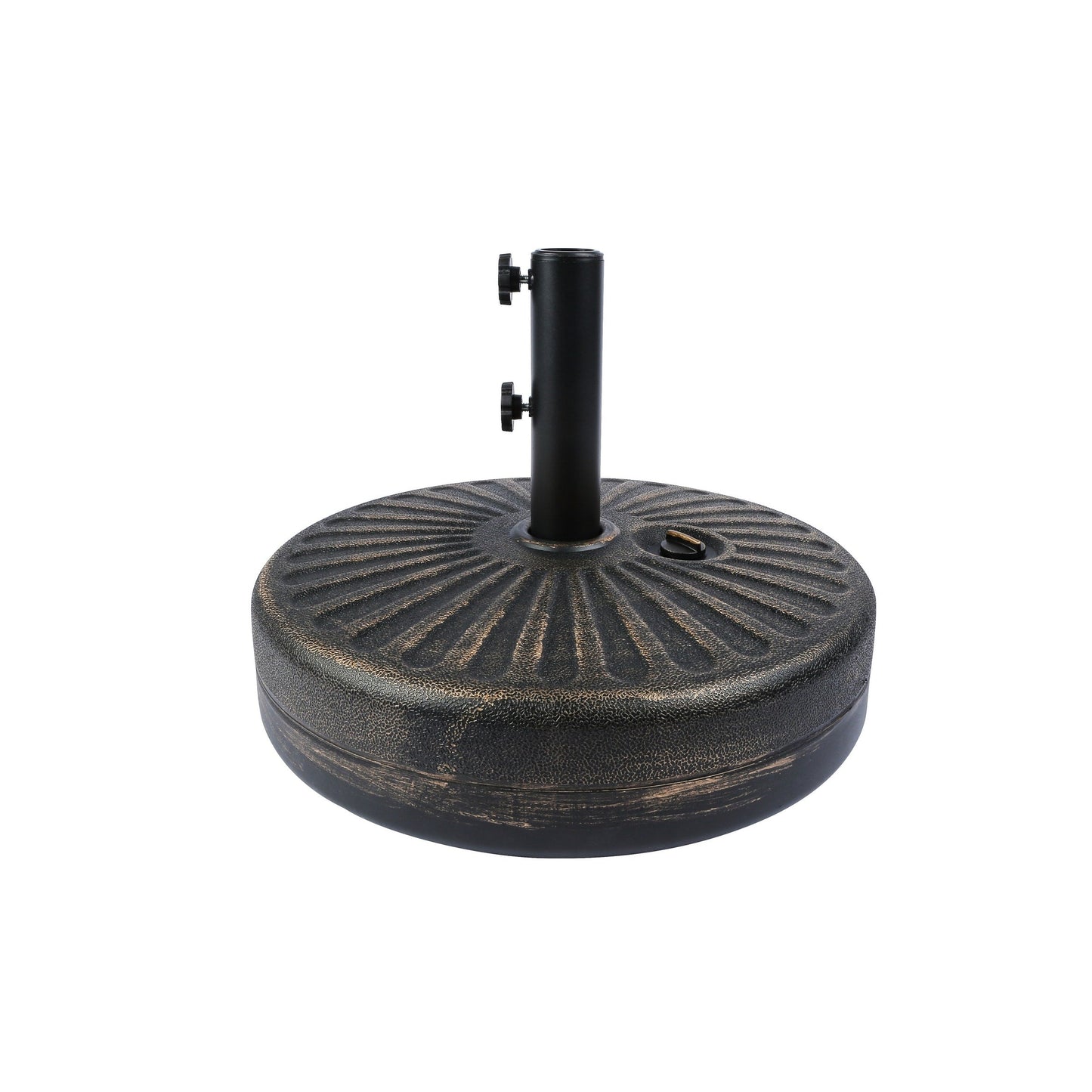 Parasol de terrasse Lopes de 2,7 m avec pied à poids à finition bronze inclus.