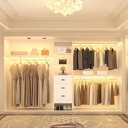 Rackcog Organisateur de placard réglable de 305 cm avec tiroirs, système de rangement avec étagères personnalisables pour placard à l'ancienne et placard aménagé.