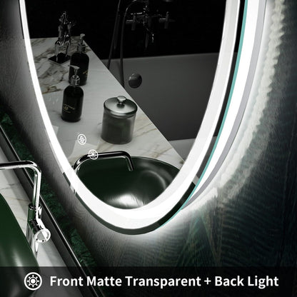 Miroir de coiffure sans cadre, rond, à éclairage LED, avec fonction de gradation et anti-buée.